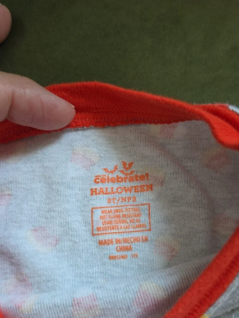 Grey Candy Corn Print Kids Pajama Set with Orange Trim